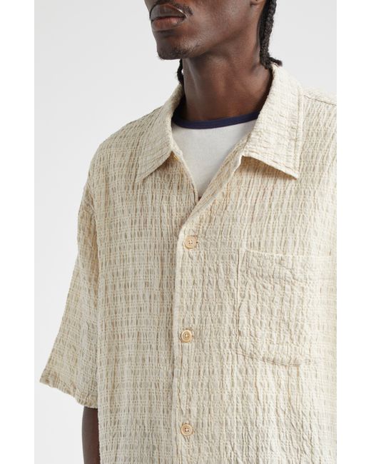 Our Legacy Natural Boxy Cotton Seersucker Shirt for men