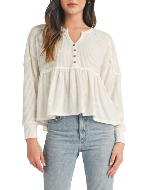 All In Favor White Mixed Knit Peplum Top In At Nordstrom, Size Small