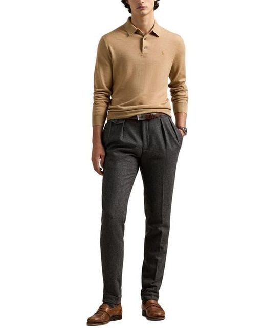 Polo Ralph Lauren Black Long Sleeve Wool Polo Sweater for men
