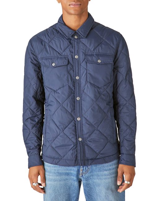 Lucky Brand Blue Quilted Puffer Shirt Jacket for men