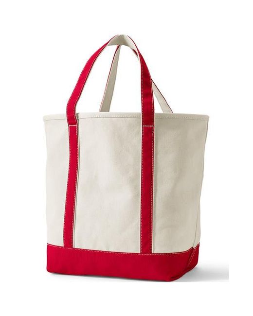 Lands' End Red Open Top Canvas Tote Bag