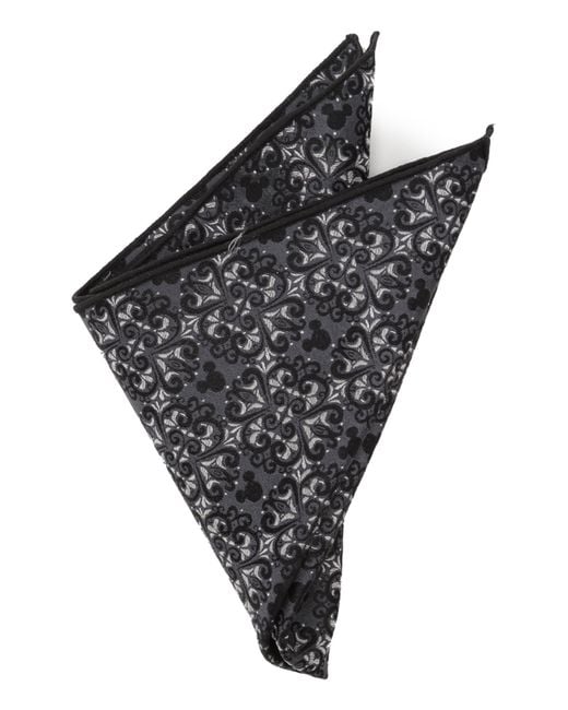 Cufflinks Inc. Black X Disney Mickey Mouse Damask Tile Silk Pocket Square for men