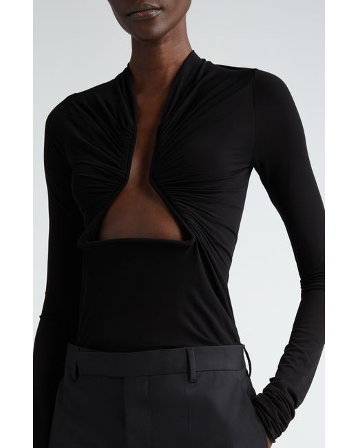 Rick Owens Black Prong Inset Stretch Jersey Top