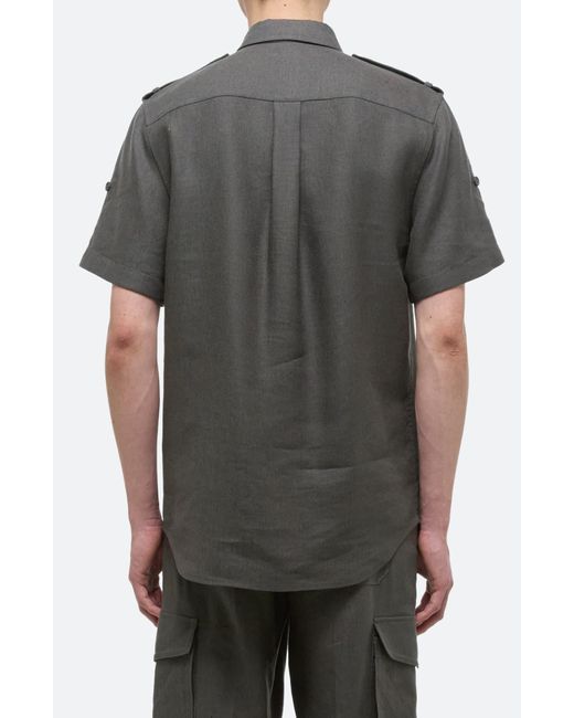Helmut Lang Gray Epaulet Short Sleeve Button-up Shirt for men