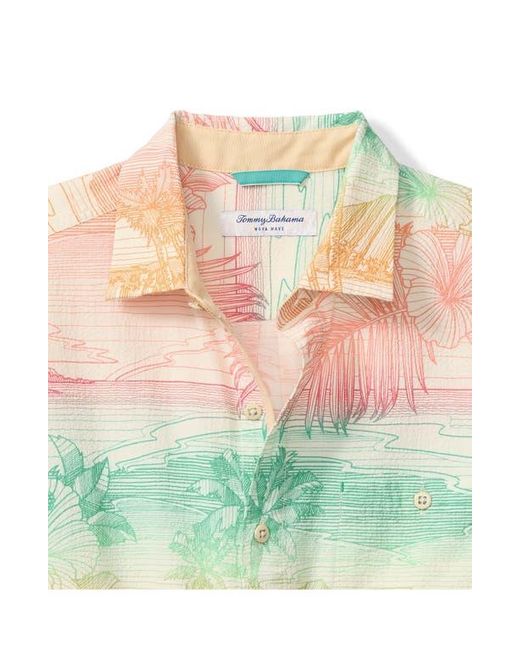 Tommy Bahama Green Nova Wave Corsica Coast Short Sleeve Cotton Blend Seersucker Button-Up Shirt for men