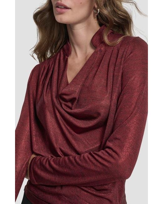 DKNY Red Heather Foil Drape Top