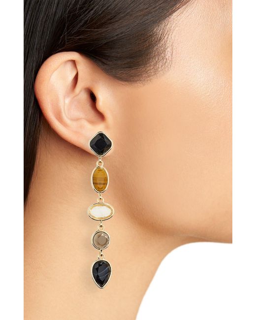 Nordstrom Metallic Mixed Stone Linear Drop Earrings