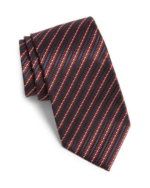 Zegna Red Stripe Mulberry Silk Tie for men