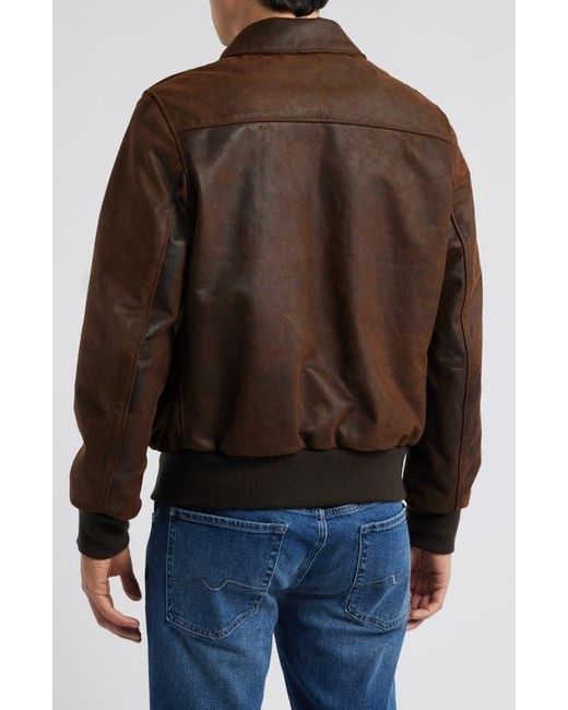 Schott Nyc Brown Lightweight Leather Flight Jacket for men