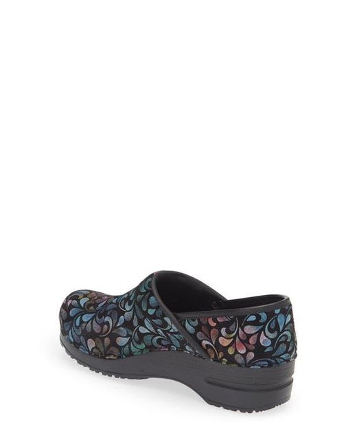 Sanita Black Plume Floral Print Clog