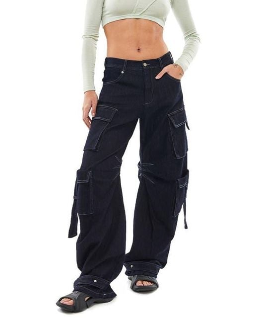 MOTHER OF ALL Blue Rae Denim Cargo Pants