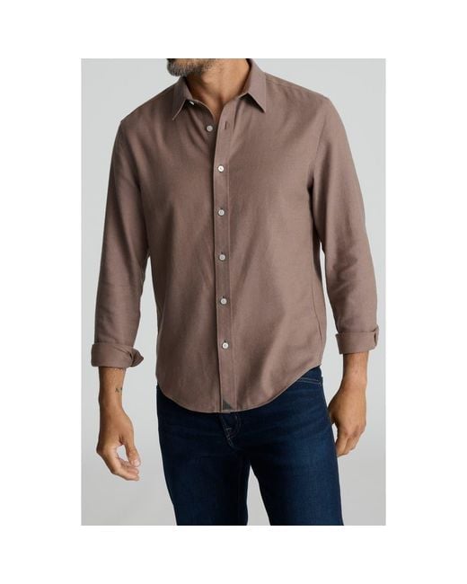 UNTUCKit Brown Veneto Regular Fit Textured Wrinkle Free Cotton Button-Down Shirt for men