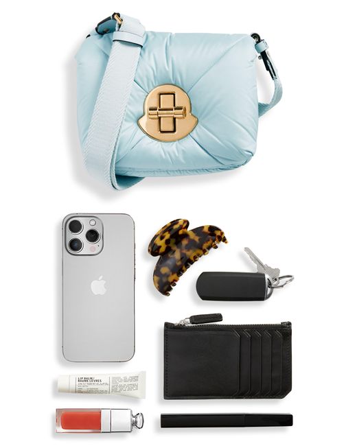 Moncler Blue Mini Puf Quilted Nylon Crossbody Bag