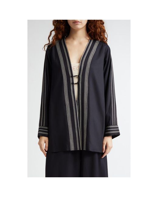 Bode Gray Mathilde Longline Jacket