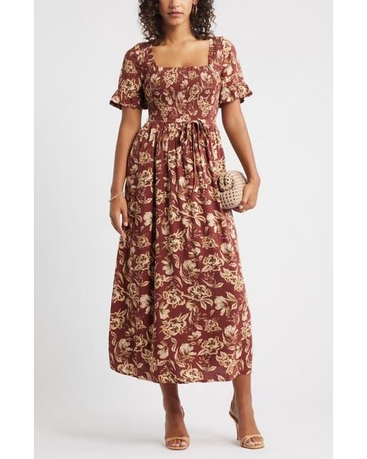 Chelsea28 Multicolor Smocked Ruffle Bodice Maxi Dress