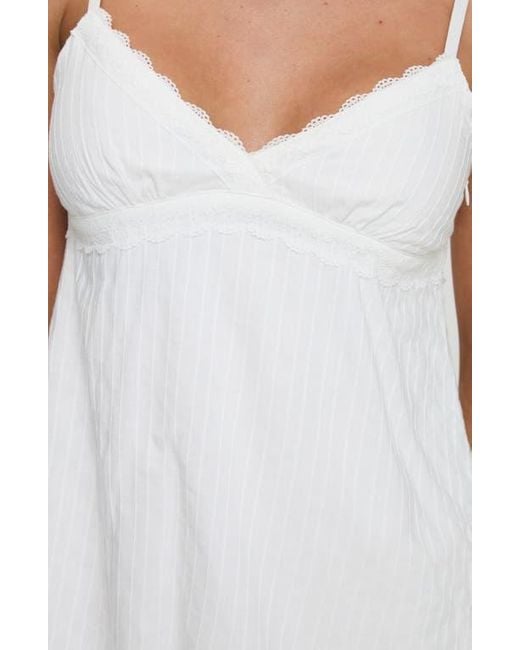 Princess Polly White Lunya Lace Trim Recycled Cotton Minidress