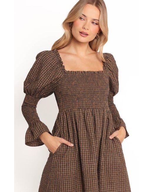 Petal & Pup Cyrena Long Sleeve Fit & Flare Maxi Dress in Brown | Lyst Petal & Pup Cyrena Long Sleeve Fit & Flare Maxi Dress in Brown | Lyst