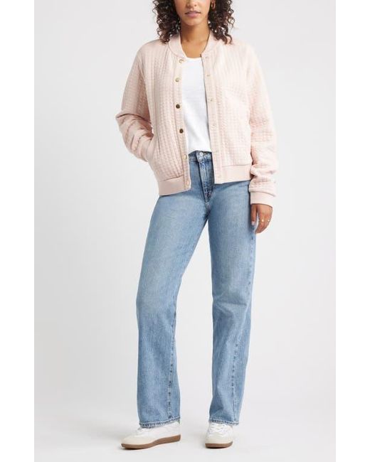 Caslon White Quilted Cotton Bomber Jacket