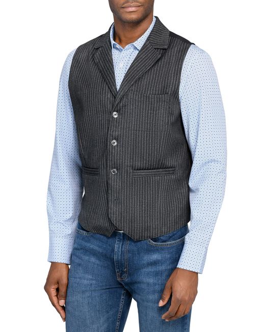 Con.struct Blue Solid Tailored Vest for men
