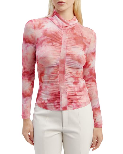 Bardot Red Trista Ruched Tie Dye Mesh Top