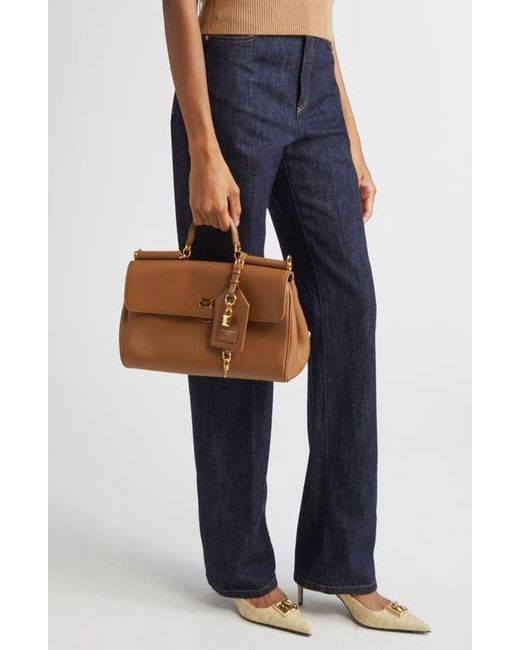 Dolce & Gabbana Brown My Sicily East/West Plongé Leather Top Handle Bag