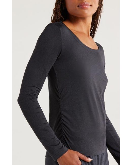 Zella Black Restore Soft Lite Ruched Long Sleeve T-Shirt