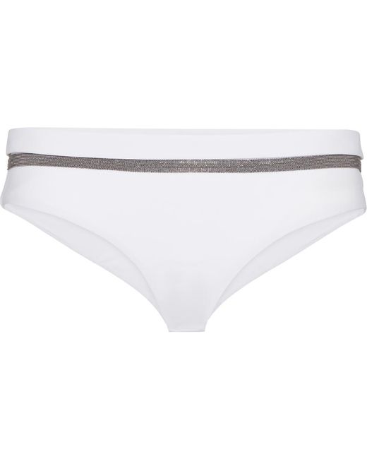 Brunello Cucinelli White Bikini Bottom With Monili