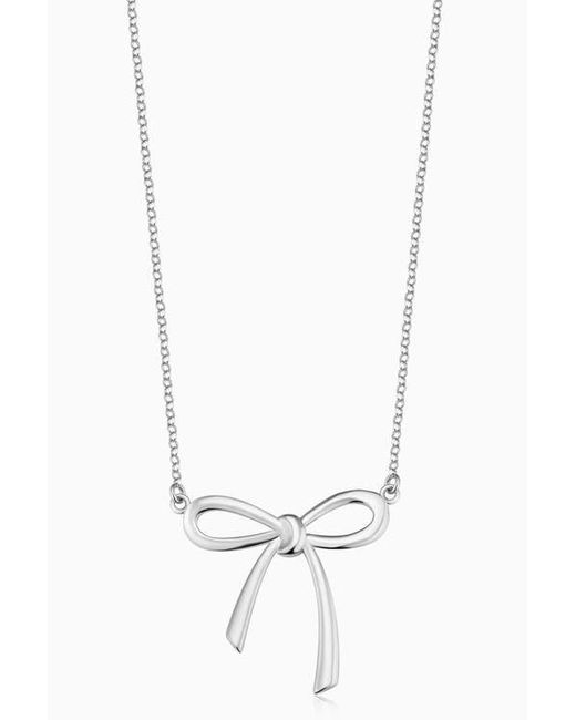 Oradina White Sterling Wrap Me Up Bow Pendant Necklace