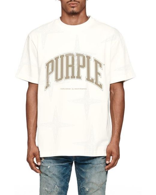 Purple Brand White Heavyweight Logo Cotton Graphic T-Shirt for men