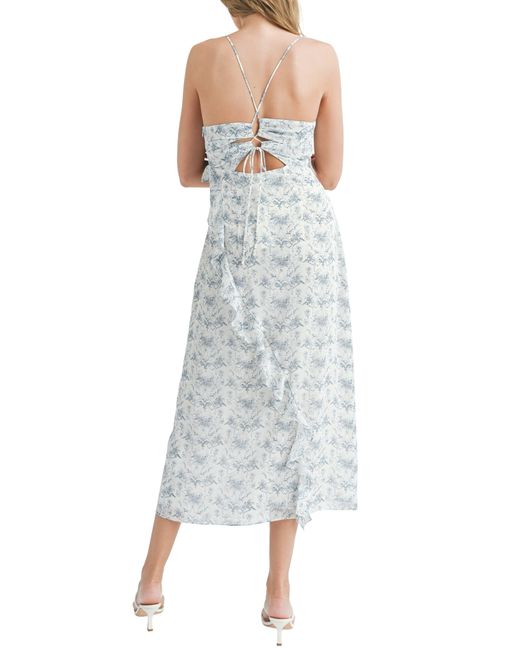 All In Favor Blue Floral Print Ruffle Midi Dress In At Nordstrom, Size Small