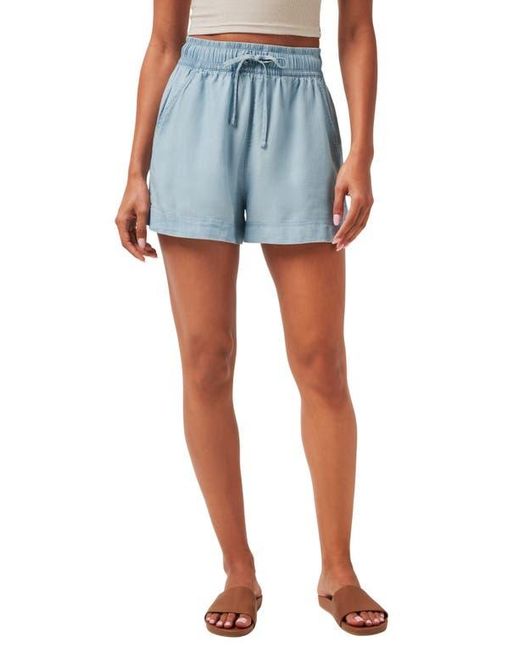 Travis Mathew Blue Chambray Tie Waist Shorts