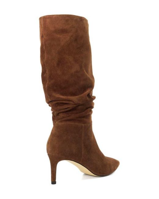 Dune Brown Slouch Pointed Toe Knee High Boot