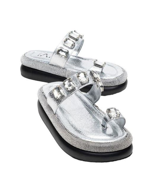 Prologue Shoes Metallic Evans Jeweled Platform Sandal