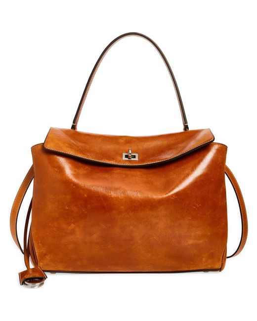 Balenciaga Medium Rodeo Leather Top Handle Bag in Brown | Lyst