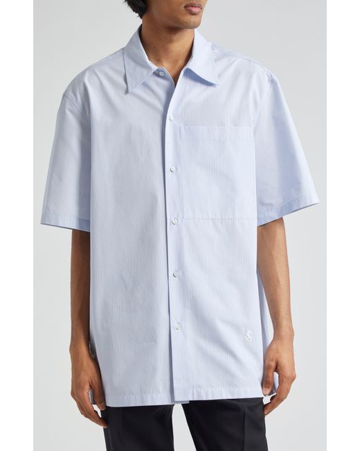 Jil Sander Blue Boxy Fit Stripe Short Sleeve Cotton Button-up Shirt for men