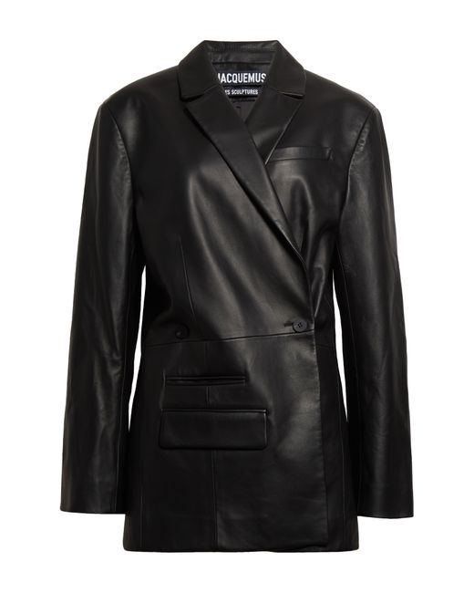 Jacquemus Black La Veste Tibau Asymmetric Leather Blazer
