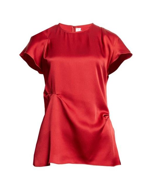 Victoria Beckham Red Draped Satin Top