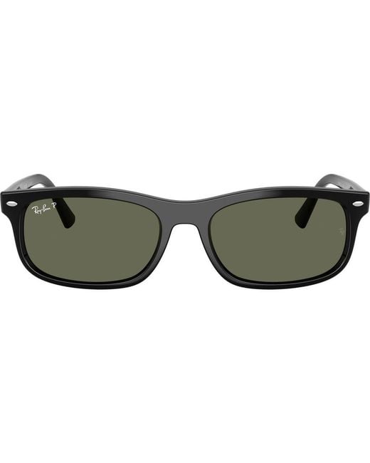 Ray-Ban Brown 60Mm Polarized Rectangular Sunglasses