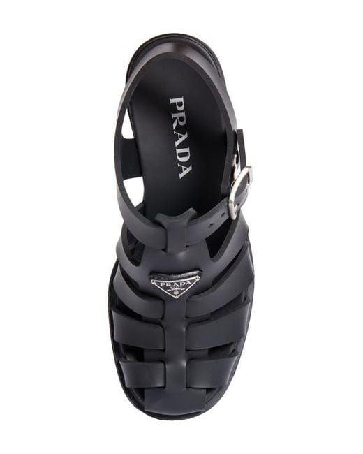 Prada Black Stride Flow Cage Platform Sandal