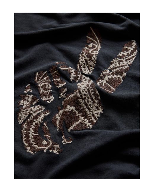 John Varvatos Black Embroidered Peace Sign T-shirt for men