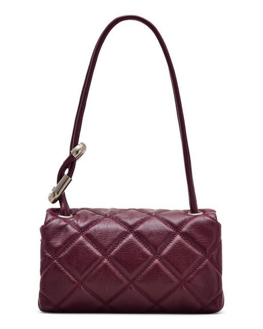 Marc Jacobs Purple The Mini Dual Chain Diamond Quilted Leather Shoulder Bag