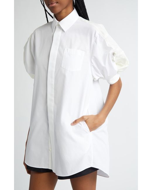 Sacai White Puff Sleeve Poplin Button-up Shirt