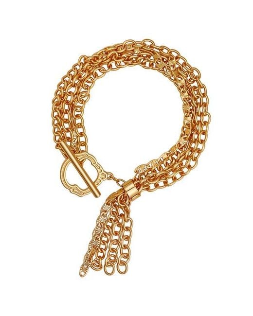 True Religion Metallic Multi Chain Toggle Bracelet