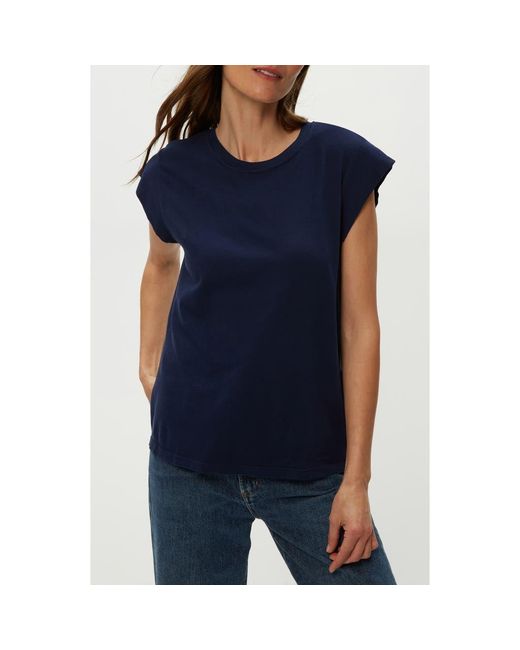 Michael Stars Blue Joey Power Shoulder T-Shirt