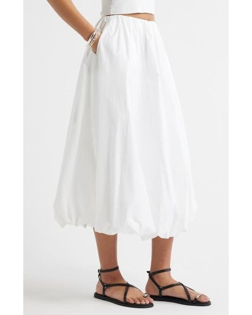 Open Edit White Bubble Midi Skirt