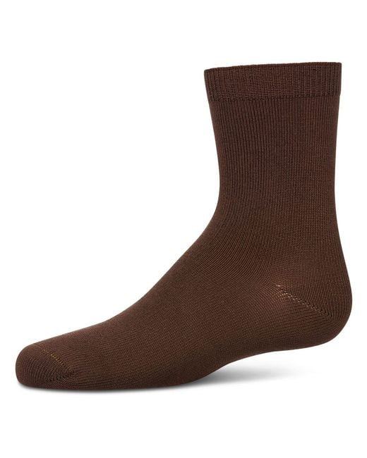 Memoi Brown Kid's Basic Soft Rayon Crew Socks