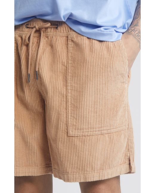 BP. Blue Elastic Waist Corduroy Shorts for men