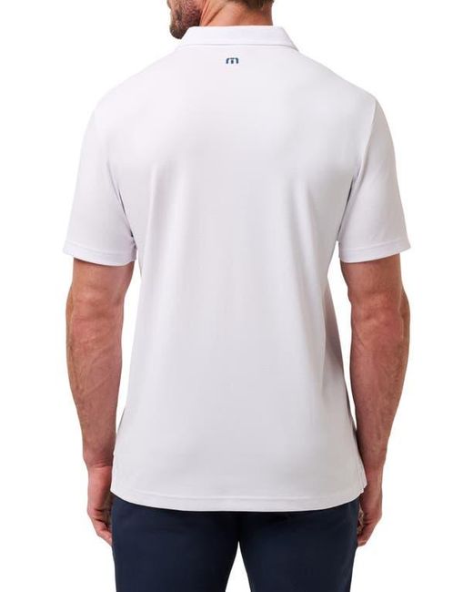Travis Mathew White Perfect View Chest Stripe Cotton Blend Piqué Polo for men