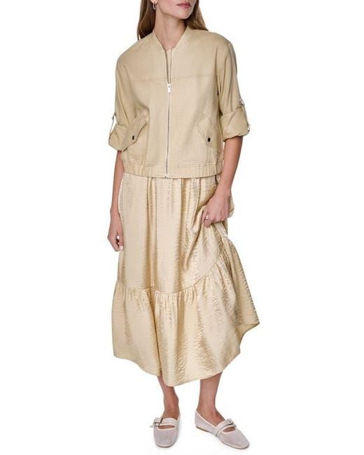 DKNY Natural Linen Blend Bomber Jacket
