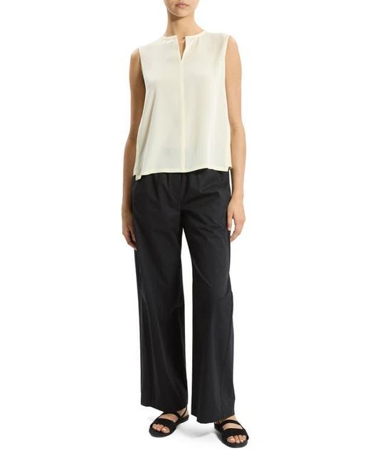 Theory White Split Neck Satin Tank